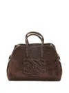 Casadei Park Avenue Double Handle Bag In Cocoa Suede In Brown