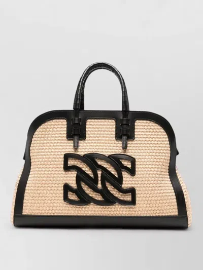 Casadei Park Avenue Tote Bag Contrast Trim In Black