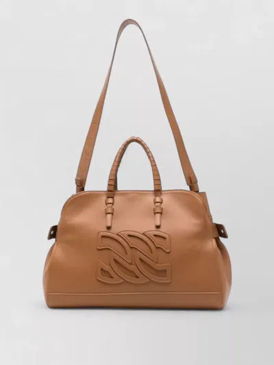 Casadei Park Avenue Tote Bag Shoulder Strap Top Handle In Brown