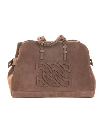 Casadei Park Avenue Velour Bag In Brown