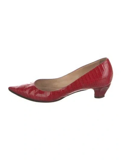 Pre-owned Casadei Patent Leather Animal Print Pumps In Red