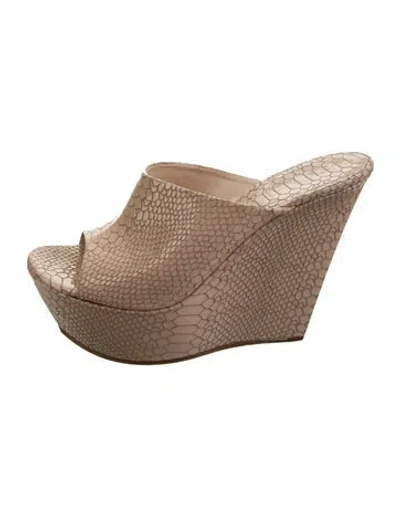 Pre-owned Casadei Patent Leather Animal Print Slides In Neutrals