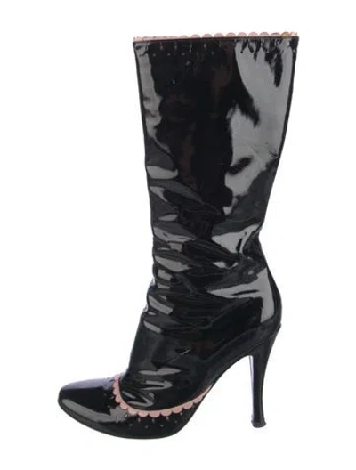 Pre-owned Casadei Patent Leather Boots In Black