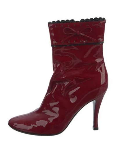Pre-owned Casadei Patent Leather Boots In Red