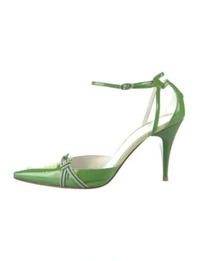 Pre-owned Casadei Patent Leather D'orsay Pumps In Green