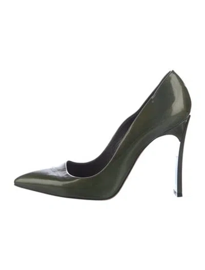Pre-owned Casadei Patent Leather Pumps In Green