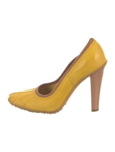 Pre-owned Casadei Patent Leather Pumps In Yellow