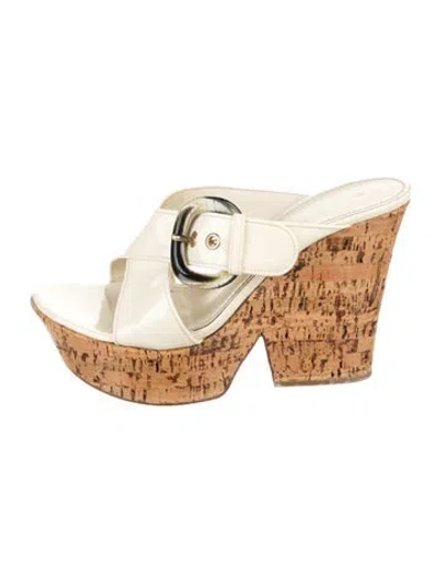 Pre-owned Casadei Patent Leather Sandals In Neutrals