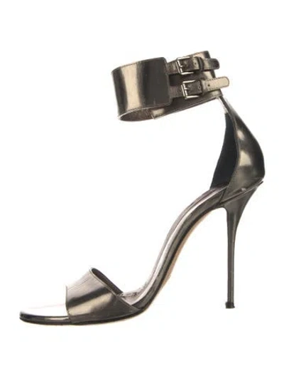 Pre-owned Casadei Patent Leather Sandals In Silver