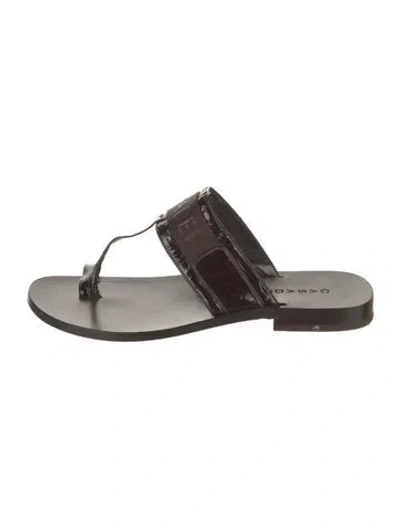 Pre-owned Casadei Patent Leather Slides In Brown