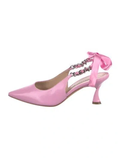 Pre-owned Casadei Patent Leather Slingback Pumps In Pink