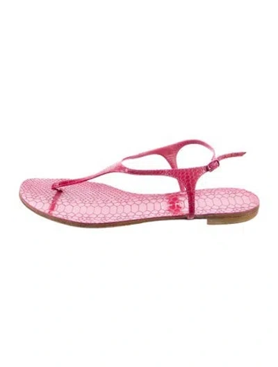 Pre-owned Casadei Patent Leather T-strap Sandals In Pink