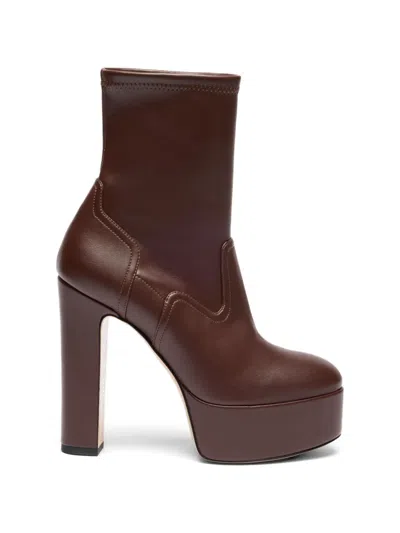 Casadei Patty Platform Ankle Boots In Brown