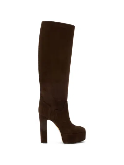 Casadei Patty Platform Boots In Animal Print