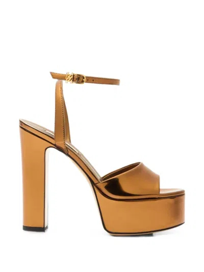 Casadei Patty Platform Interstellar Sandals In Gold