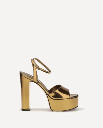 Casadei Metallic Mirror-effect Platform Heel In Gold