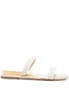Casadei Pearl-embellished Flat Sandal In White