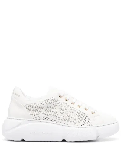 Casadei Perforated Leather Sneakers With Chunky Sole In White