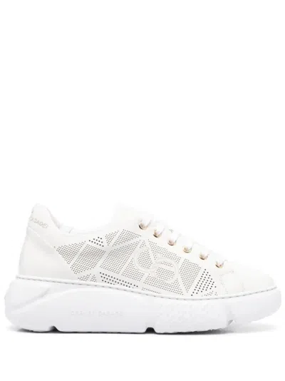 Casadei Perforated Leather Sneakers With Chunky Sole In White