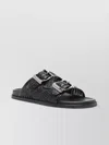 Casadei Perforated Rubber Sole Sandals With Round Toe In Black