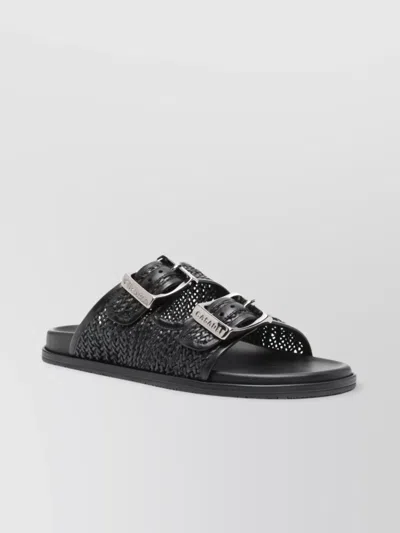 Casadei Perforated Rubber Sole Sandals With Round Toe In Black