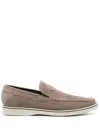 Casadei Perforated Suede Loafers In Neutrals