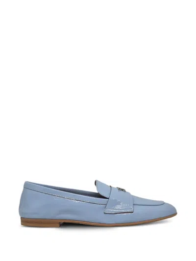 Casadei Plaque Strap Loafers In Blue