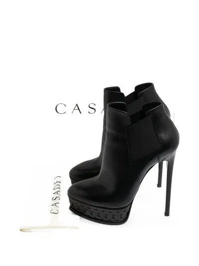 Pre-owned Casadei Platform Ankle Boots In Black