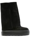 Casadei Black Boots With Turn-up With Platform In Suede Woman In Black
