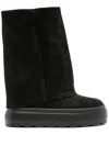 Casadei Black Boots With Turn-up With Platform In Suede Woman In Black