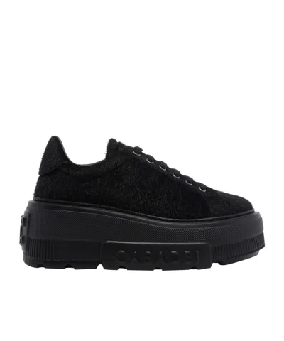 Casadei Platform Lace-up Sneakers In Black