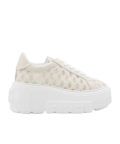 Casadei Platform Lace-up Sneakers In White