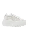 Casadei White Platform Sneakers Interwoven Design In Polyurethane Woman In White