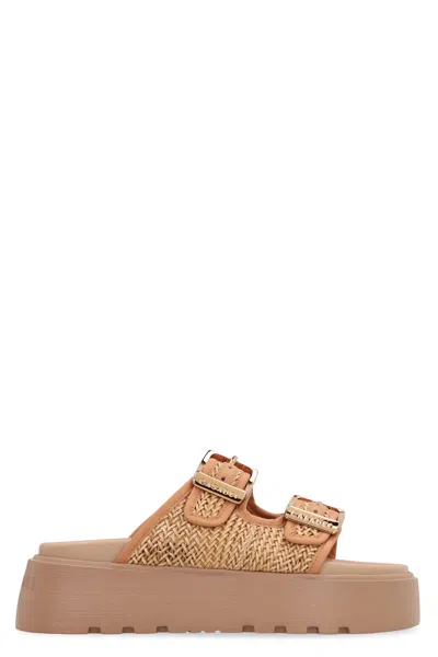Casadei Chunky Sole Double Buckle Platform Sandals In Orange