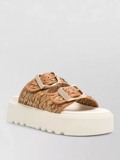 Casadei Platform Sandals Open Toe Woven Design In Brown