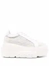 Casadei White Platform Sneakers Interwoven Design In Polyurethane Woman In Bianco
