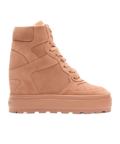 Casadei Platform Wedge High-top Sneakers In Brown