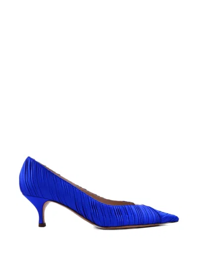 Casadei Pleated Satin Pumps In Blue