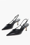 Casadei Point Toe Minorca Leather Slingbacks 6cm In Black