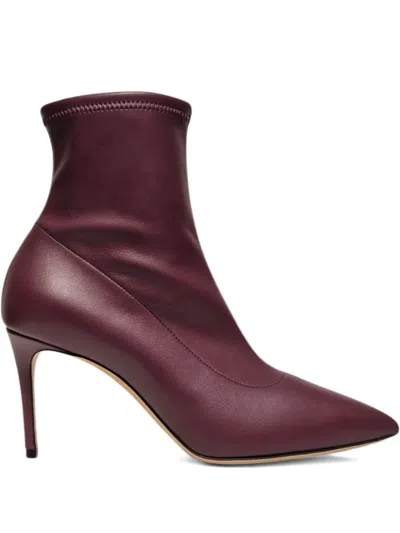 Casadei Point-toe Stiletto-heel Ankle Boots In Purple