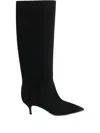 Casadei Pointed Flat Knee-high Boots In Black