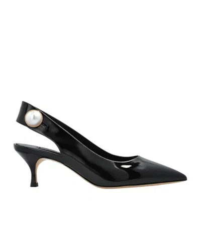 Casadei Pointed High-heeled Sandals In Black