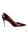 Casadei Pointed-toe High-shine Finish Pumps In Brown
