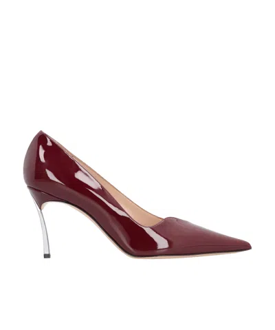 Casadei Superblade Burgundy Shiny Leather Pumps In Red
