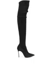 Casadei Pointed Toe Long Boots With Stiletto Heel And Suede Finish In Black