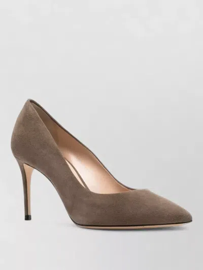 Casadei Pointed Toe Stiletto Heel Suede Pumps In Brown