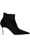 Casadei Pointed-toe Suede Ankle Boots In Black
