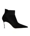 Casadei Pointed-toe Suede Ankle Boots In Black