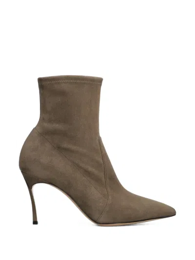 Casadei Pointed-toe Ankle Boots In Brown