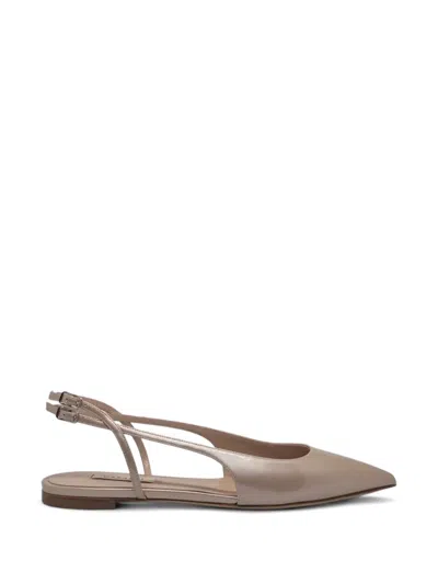 Casadei Pointed-toe Slingback Ballet Flats In Neutral